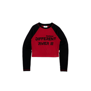 DifferentRiver2023秋季假日主题水浆印花撞色插肩女款打底T恤