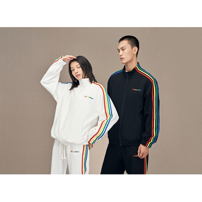 DifferentRiver彩虹拉条立领外套