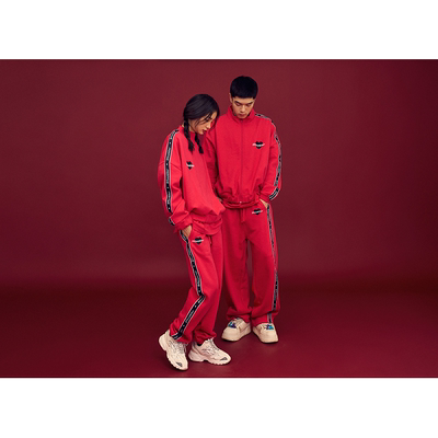 与川爱心加绒束脚收口卫裤