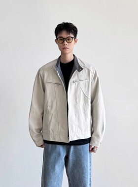 SIIIEND美式解构格子拼接翻领夹克男款百搭简约潮流高级感外套