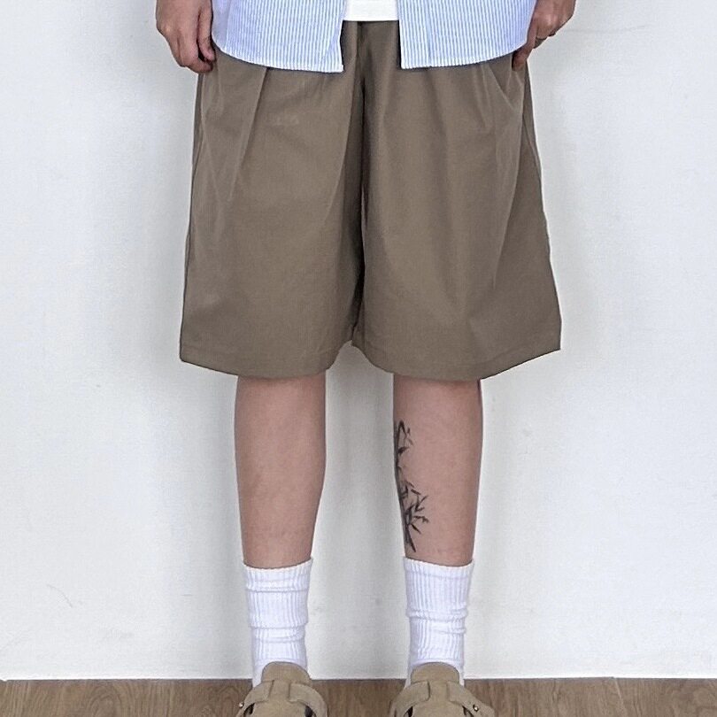 SIIIEND美式复古纯色西装短裤休闲工装夏季宽松男五分裤子百搭