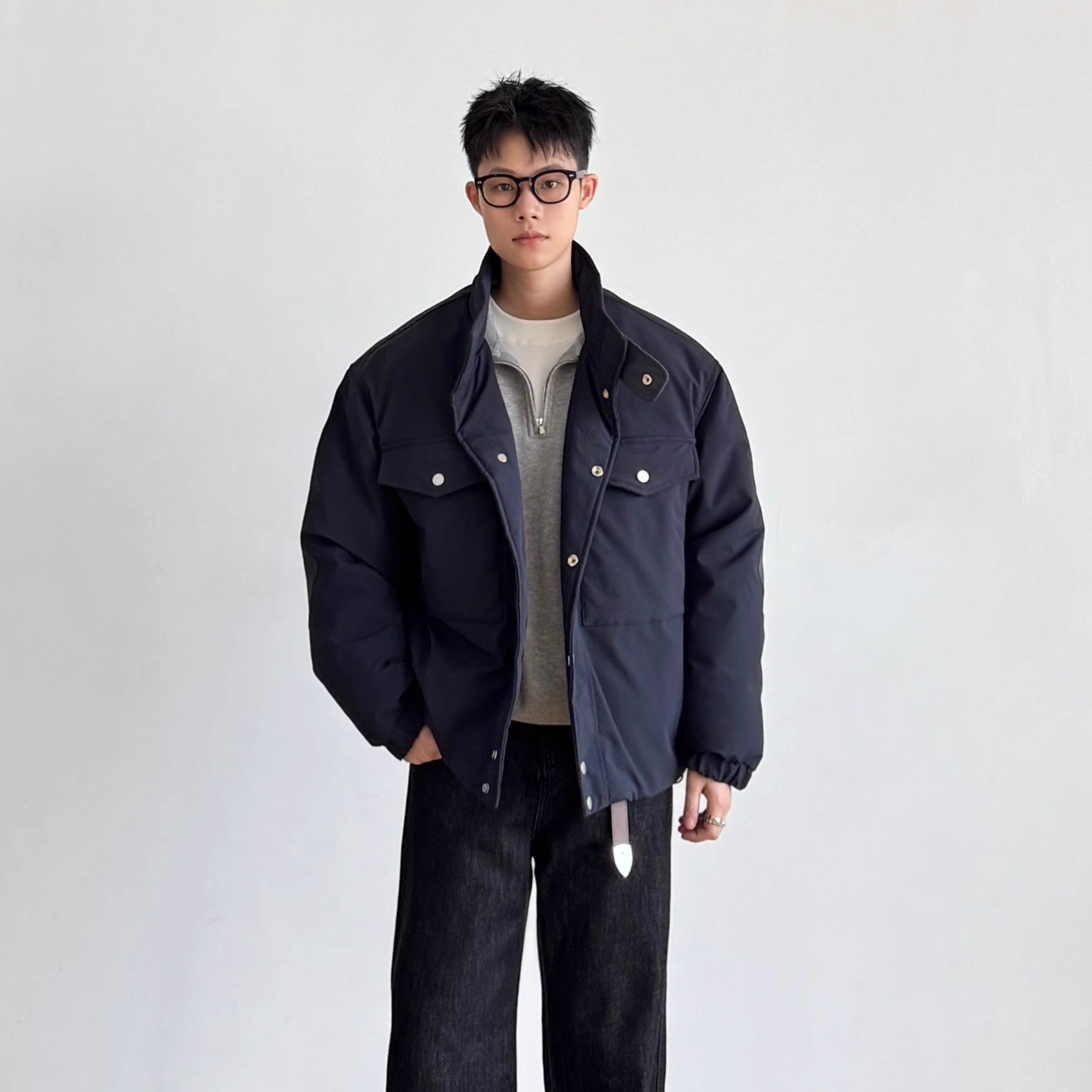 美式复古立领保暖棉衣