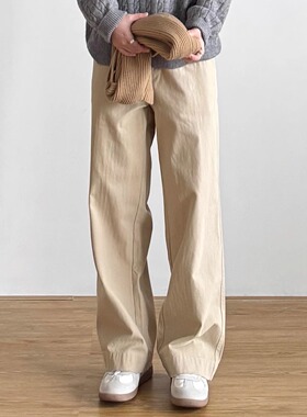 SIIIEND日系复古斜格纹卡其色直筒休闲裤男宽松百搭休闲工装长裤