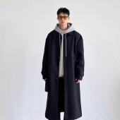 翻领韩版 SIIIEND毛呢大衣男中长款 秋冬季 宽松呢子外套休闲单排扣