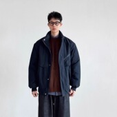 SIIIEND日系工装 风立领拉链棉衣男宽松短款 秋冬夹克外套舒适保暖