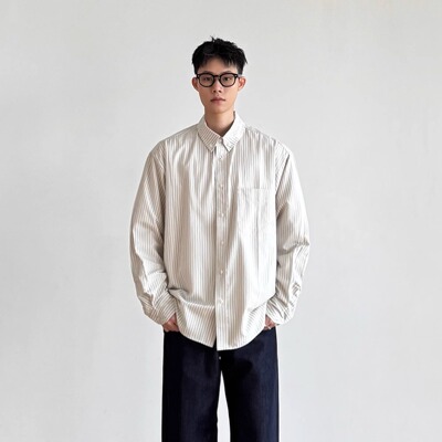 日系复古条纹衬衫宽松休闲