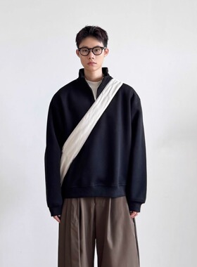 SIIIEND日系复古半拉链立领卫衣男秋季情侣宽松休闲百搭内搭外套