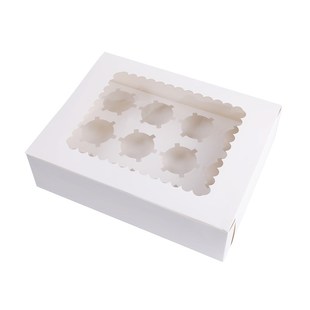 12 piece white kraft paper card cupcake box with inner holde