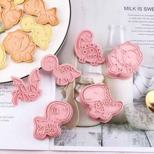6Pcs/set Dinosaur Shape Cookie Cutters Plastic 3D Cartoon Pr