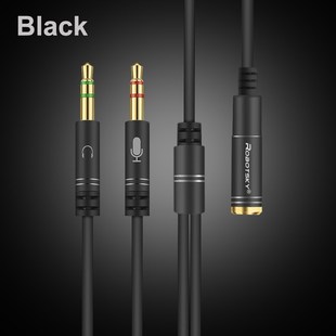 Jack 3.5mm Audio Cable Headphone Microphone Splitter 2 Male