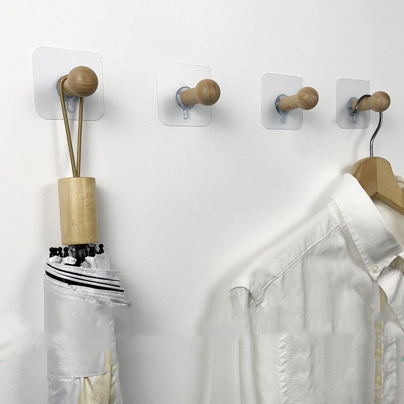 2Pc Solid Wood Wall-Mounted Free Punch Decoration H