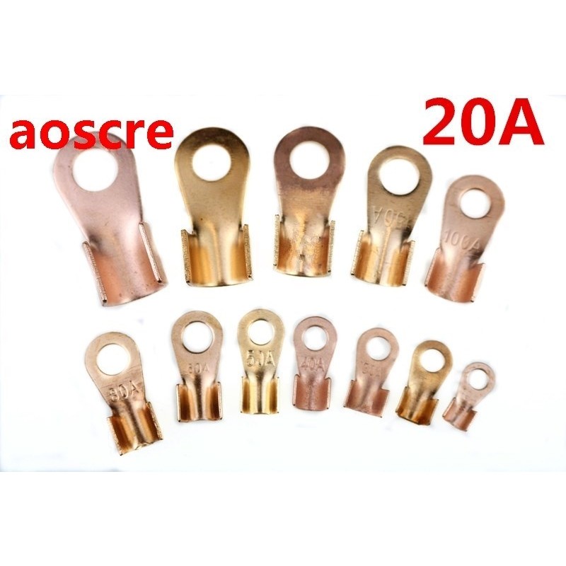 20A Cable Connector Lug 6.2mm Ring for M6 Stud Open Copper B
