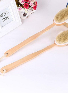 Long Wooden Handle Bath Body Brush Removable Bristle Exfolia