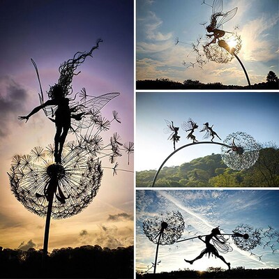 Garden Decorative Stake Fairies Dandelions Dance Together Me