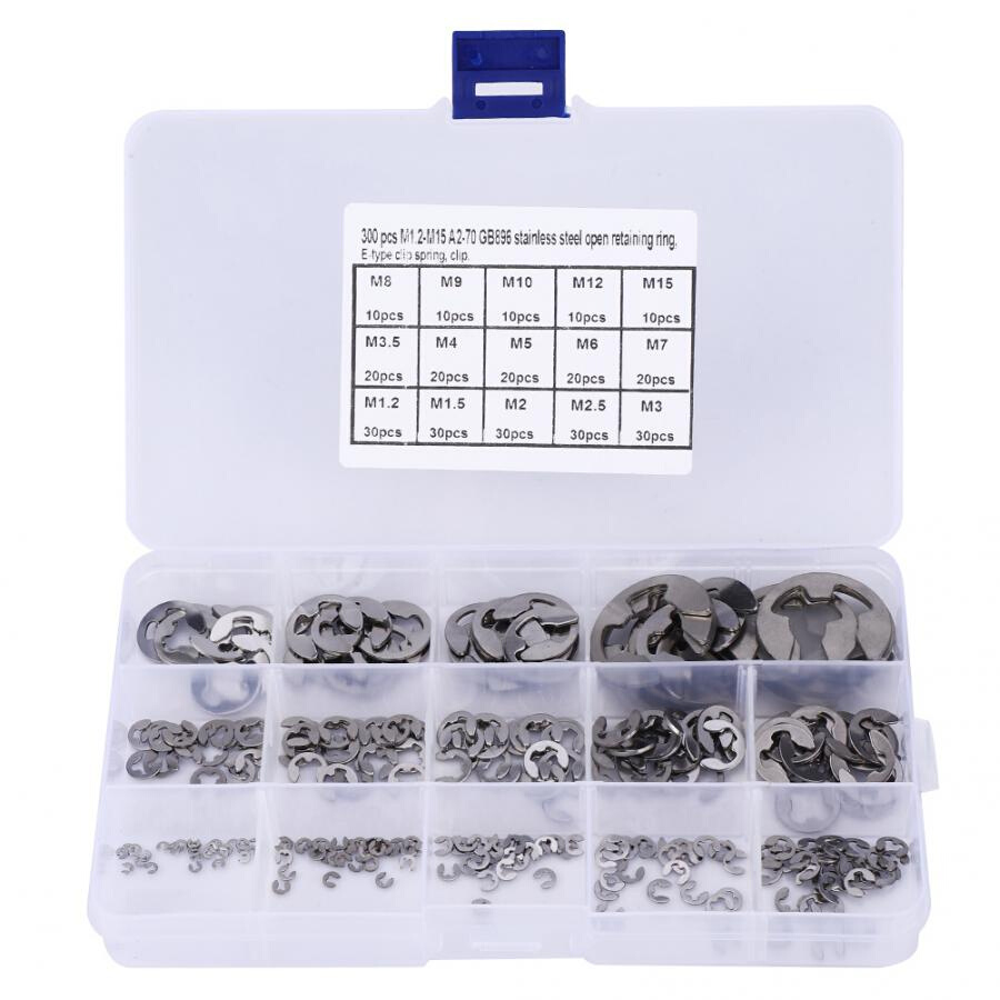 300Pcs/pack E Clip Set Stainless Steel E-Type Retaining Ring
