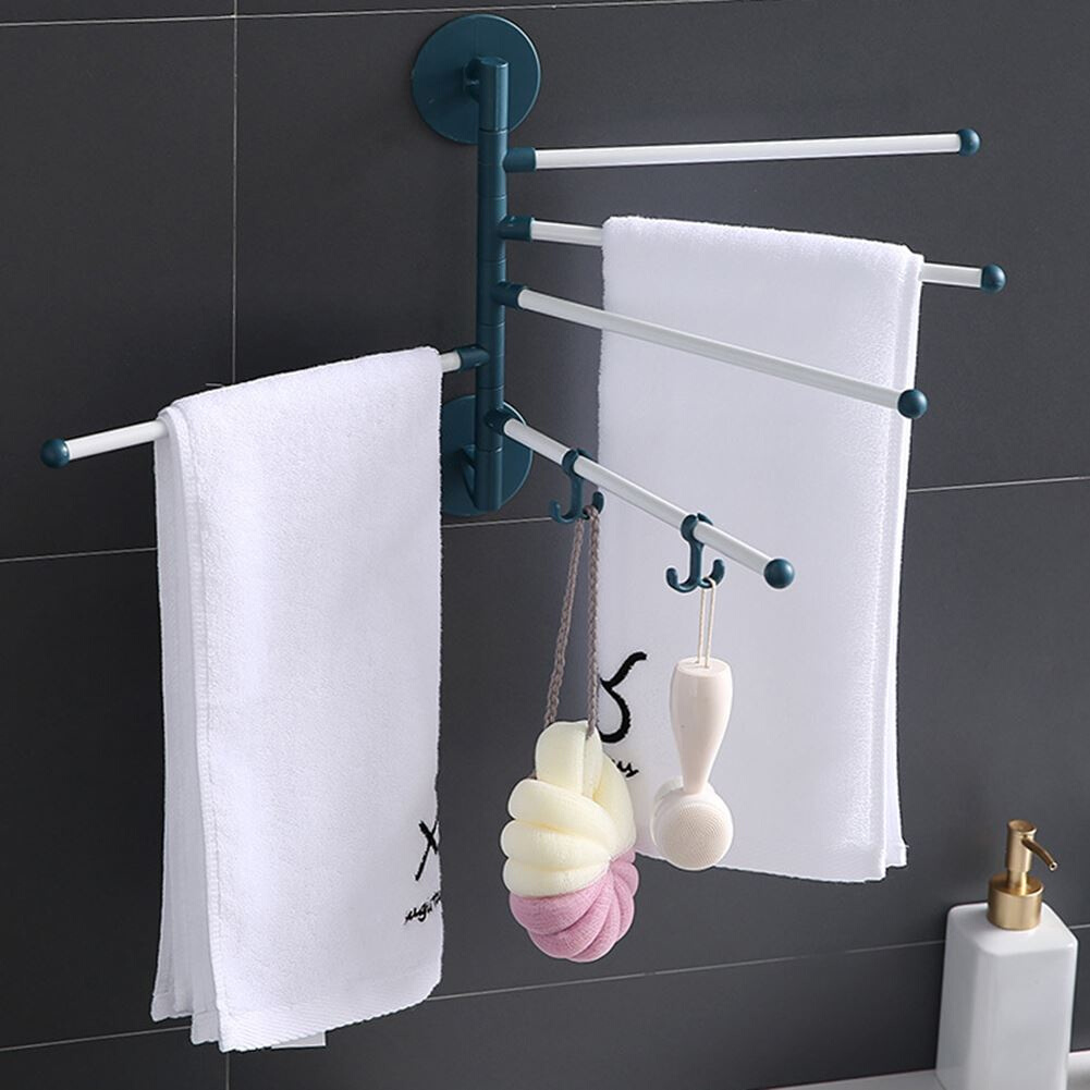 Punch-Free Towel Rack Multi-bar Wall Mounted Rotating Towel