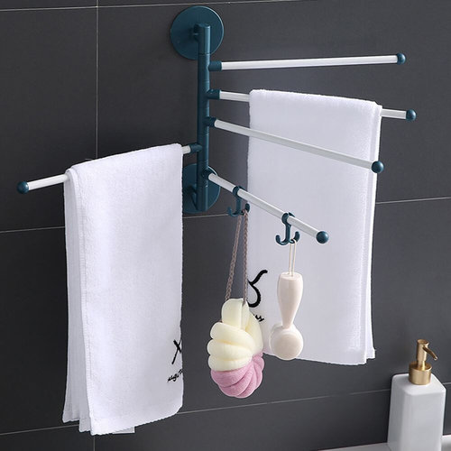 Punch-Free Towel Rack Multi-bar Wall Mounted Rotating Towel
