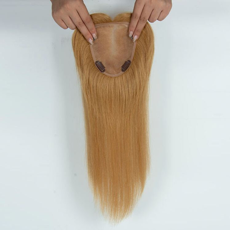 Jewish Kosher Topper For Women V Part HUman Hair Topper Clip