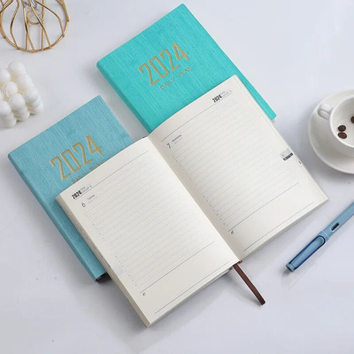 2024 A5 English Calendar Daily Plan Notebook Monthly Cross B