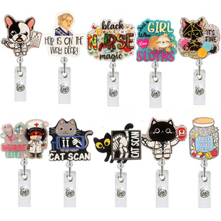 New Glitter Acrylic Dog & Cat Badge Reel Retractable ID
