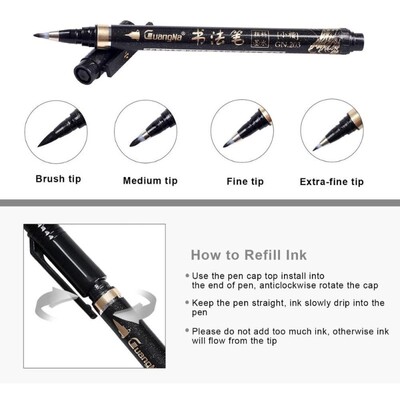 Calligraphy Pen - Reastar 6 Pcs Black Brush Marker Pen Hand