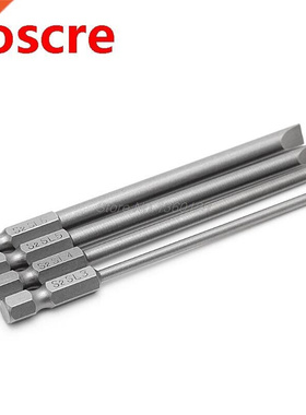 4Pcs 100mm Slotted Screwdriver Bit 3mm-6mm S2 Magnetic Flat