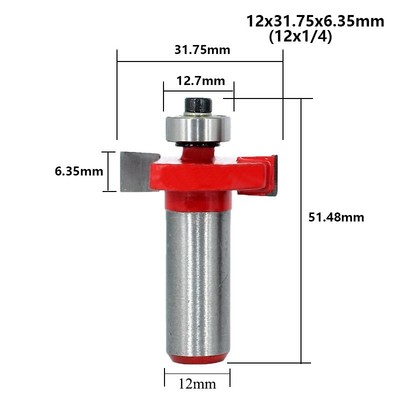 1pc 12mm Shank 1/2 T-Sloting Router Bit with Bearing Slot Mi