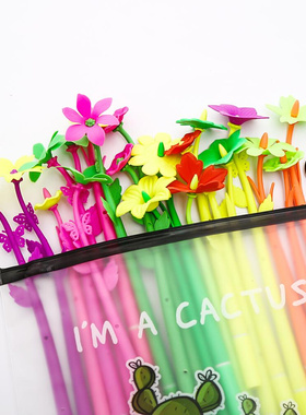 20Pcs/pack Creative Funny Flower Fun Gel Pens Blue Ink Stat
