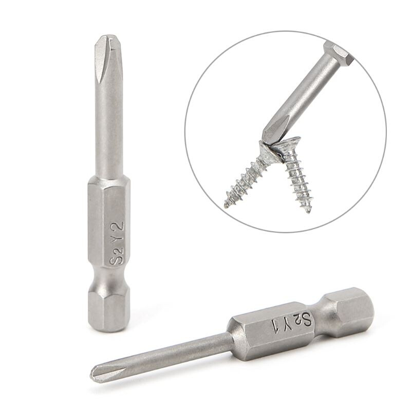 2 Pcs 50mm Magnetic 1/4'' Hex Shank Tri-wing Y Tip H