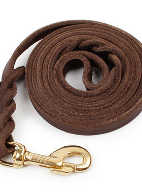 1.2CM Width Handmade Genuine Dog Leash Leather Brown Braide