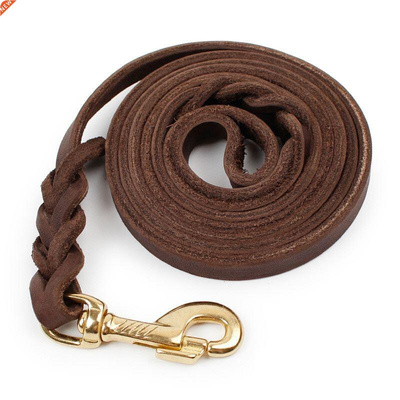 1.2CM Width Handmade Genuine Dog Leash Leather Brown Braide