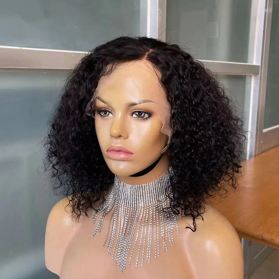 Double Drawn Human Hair 14INCH 180% Curly HD Lace Front Wig