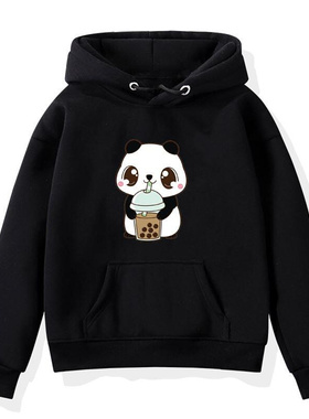 Panda Cartoon Hoodies Kids Boys Girls Sweatshirt Bubble Tea
