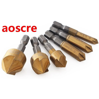 Hex Shank Countersink Drill Bit 6-19mm Set Titanium Coated 5