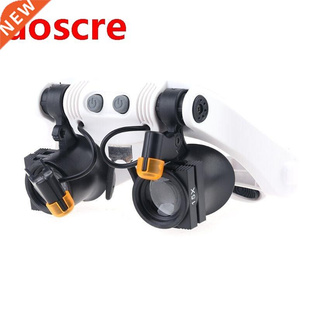 Led Light Lamp Double Glasses Loupe Lens Glasses Magnifier W