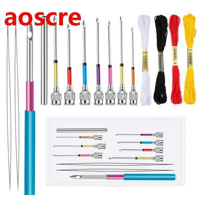 15 Pcs Metal Embroidery Stitching Punch Needles Set Poking