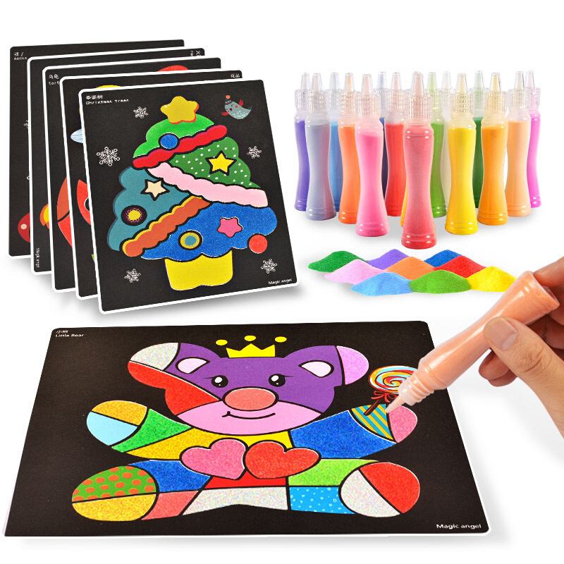 Color Powder Painting Set DIY Coloring Books for Kids