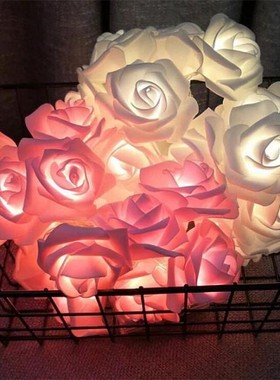 Rose Flower Garland String Lights Christmas Fairy Lighting F