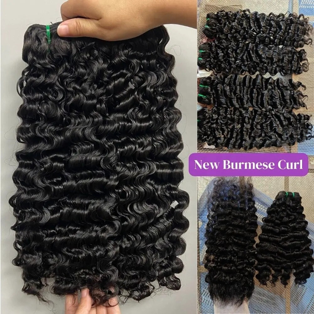 Raw Mink Virgin Double Drawn Burmese Curl Human Hair Bundles