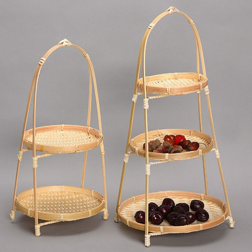 Bamboo Fruit Basket Standing Trays Serving Trays Woven Fruit