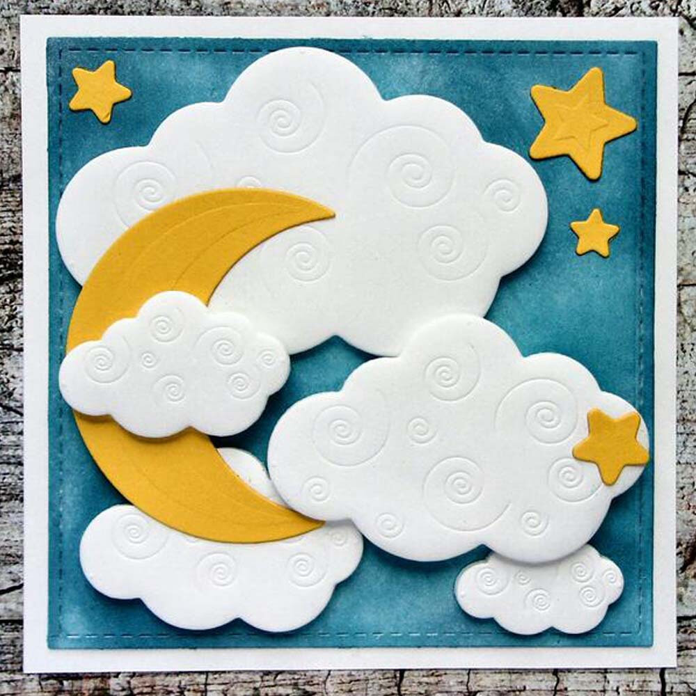 Metal Cutting Dies Night Sky Clouds Stars Moon Decoration