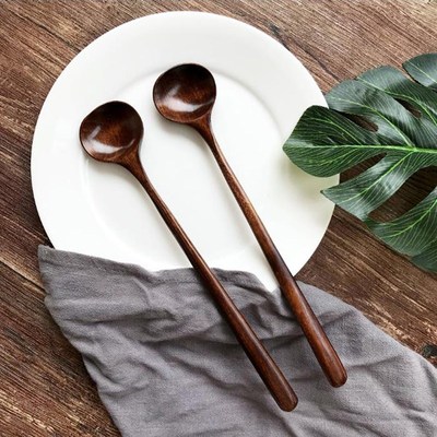 1pc Long Spoons Wooden Korean Style 27.5cm  Natural Wood