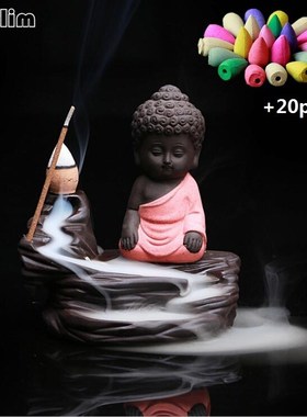 Backflow Incense Burner Ceramic Little Monk  Incense Holder