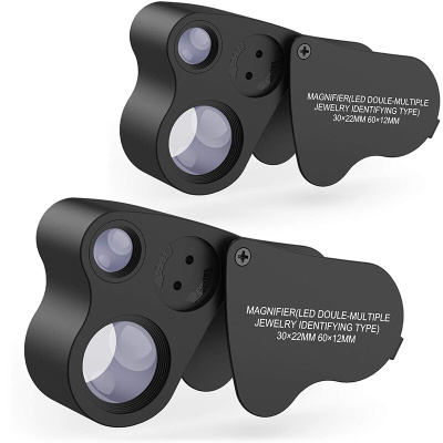 Jewelry Loupe,2 Pack 30X 60X Illuminated Jeweler Loupe nifie