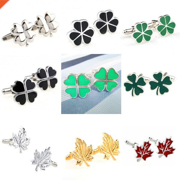 ndy Black Green Siver Clover Gold Red Maple Leaf Cufflink Cu