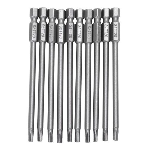 10pcs 100mm Length 1/4 inch Hex Shank T20 Torx Security Scre
