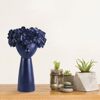 Nordic Cute Girl Figurine Modern Resin Flower Pot Vase Holde