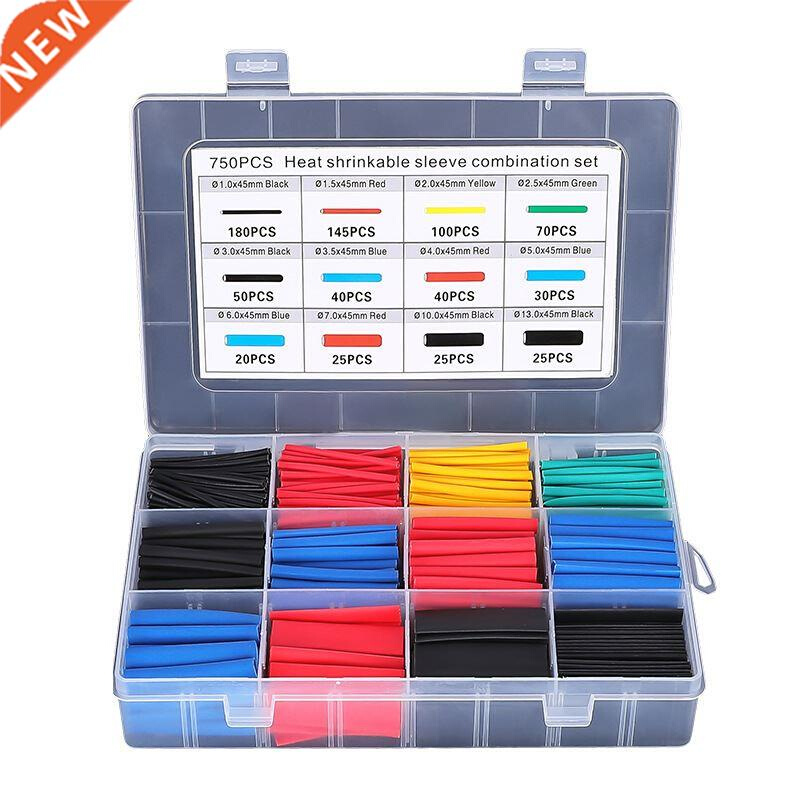 750PCS Sleeving Wrap Wire Polyolefin Assorted Heat Shrink Tu