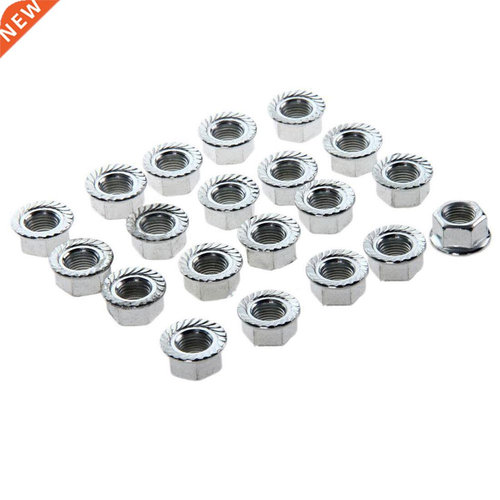 Silver 20 x Flanged Flange Wheel Axle Nuts for Bicycle Bike