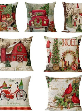 Christmas Pillowcase Linen Throw Pillow Case Decorative Xmas
